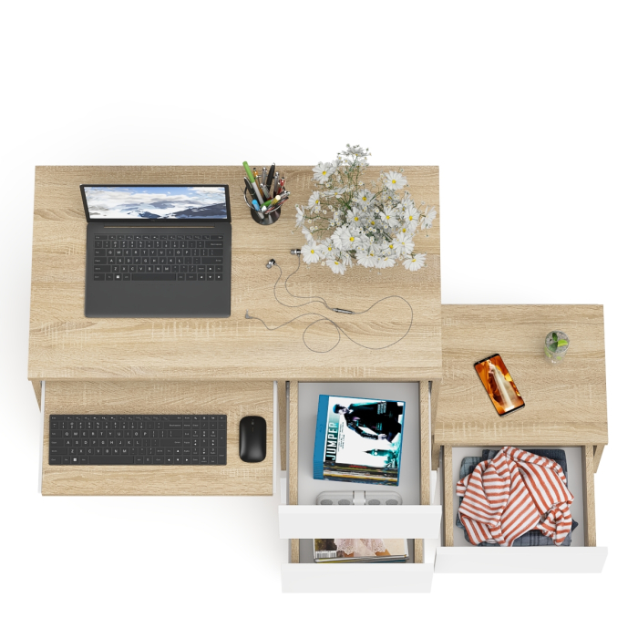 Прямые компьютерные столы, Стол компьютерный Мори МС-6 правое исполнение с тумбочкой 400-1