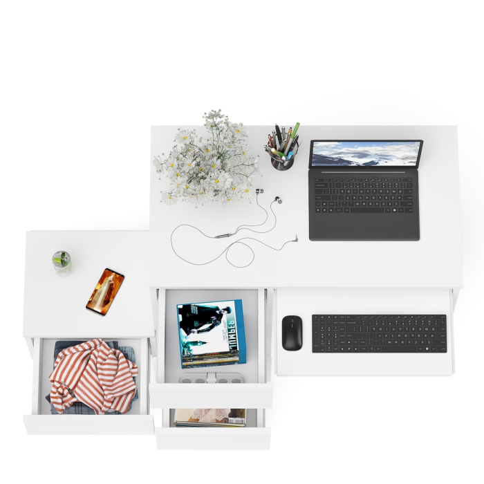 Прямые компьютерные столы, Компьютерный стол три ящика Мори МС-6 левый с тумбой 400