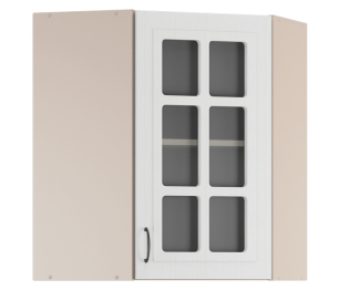 Регина РПУ-60 Полка угловая витрина Песочный/Сандал Белый