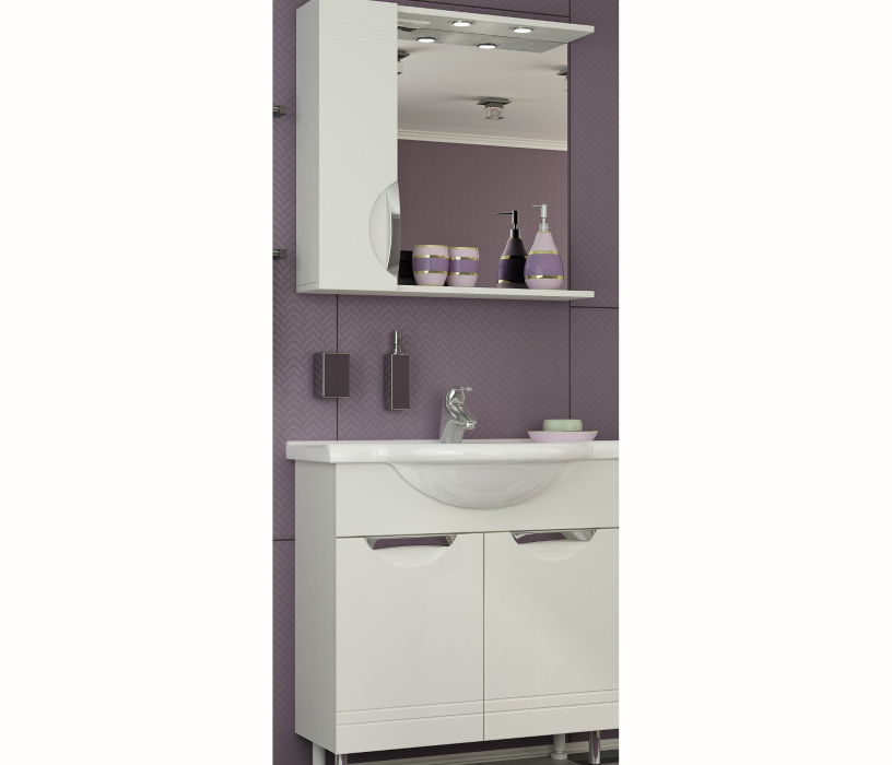 Зеркала для ванных комнат, Шкаф-зеркало  Francesca Avanti Доминго 70 С белый левый