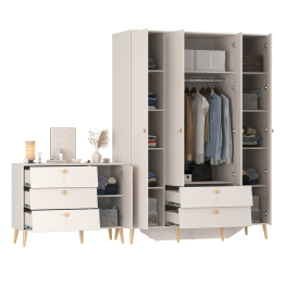 Шкаф большой 4-х дверный Афина и комод с дверкой и тремя ящиками