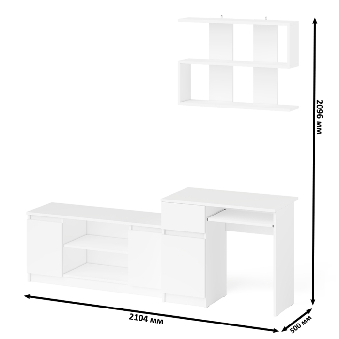 Прямые компьютерные столы, Стол однотумбовый компьютерный Мори МС-1 левый с полкой на 900 и тумбой на 1200