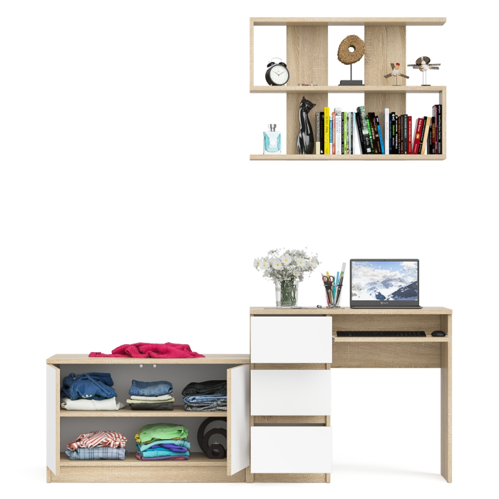 Прямые компьютерные столы, Тумба с дверками МА900 с компьютерным столом МС-6 левым и полкой 900